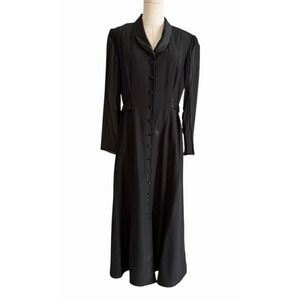 David Warren Black Tuxedo Maxi Dress Shaw Collar Formal Evening NYE Gown Chic 12